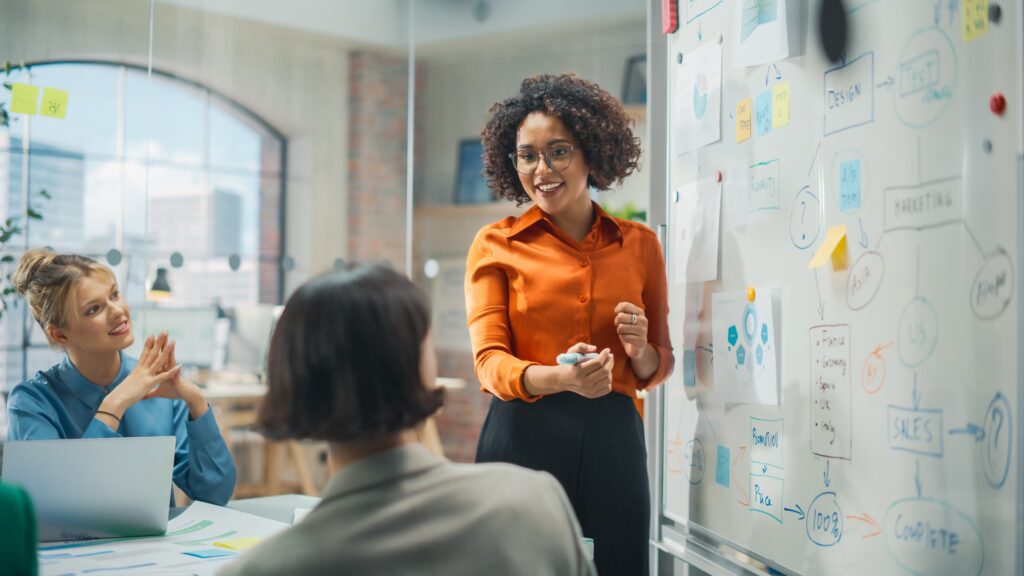 Diverse Office Conference Room Meeting: Successful Black Female Executive Director